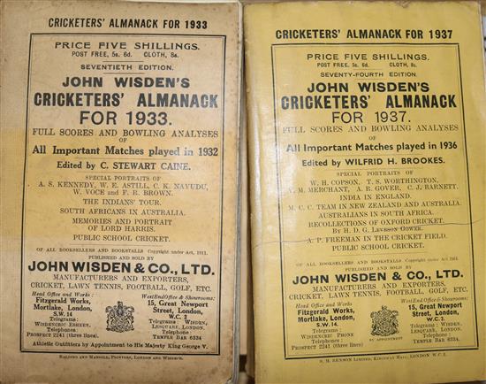 Wisden, John - Wisdens Cricketers Almanack, for the years 1932-34 and 1937